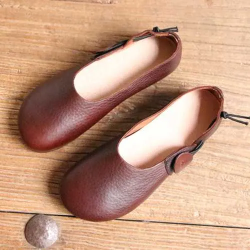SOCOFY Women Leather Casual Outdoor Soft Slip On Flat Loafer Shoes