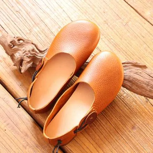 SOCOFY Women Leather Casual Outdoor Soft Slip On Flat Loafer Shoes