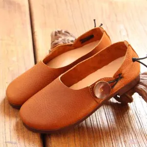 SOCOFY Women Leather Casual Outdoor Soft Slip On Flat Loafer Shoes