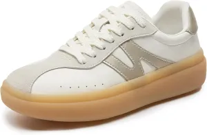 somiliss Sneakers for Women Genuine Leather Suede Upper Non-Slip TPR Outsole Tennis Walking Shoes for Women Fashion Sneakers