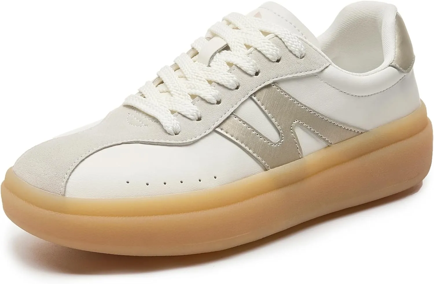 somiliss Sneakers for Women Genuine Leather Suede Upper Non-Slip TPR Outsole Tennis Walking Shoes for Women Fashion Sneakers