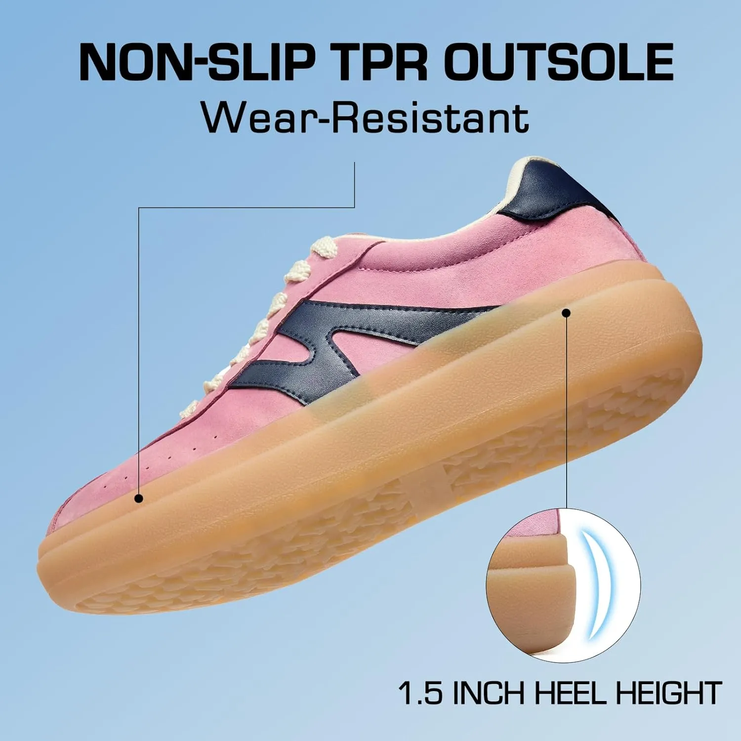 somiliss Sneakers for Women Genuine Leather Suede Upper Non-Slip TPR Outsole Tennis Walking Shoes for Women Fashion Sneakers