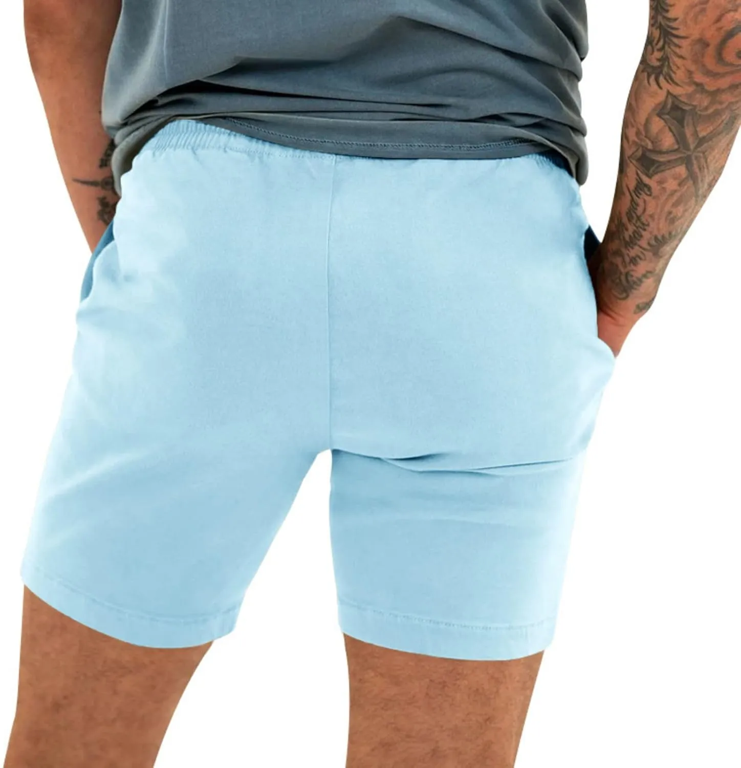 Summer Cotton Linen Shorts for Men Drawstring Breathable Sports Shorts Slim Fit Stretch Pants Quick Dry Thin Pants