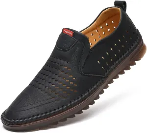 TangDao Mens Loafers, Leather Slip On Moccasins Penny Loafers, Breathable Driving Walking Lightweight Casual Shoes