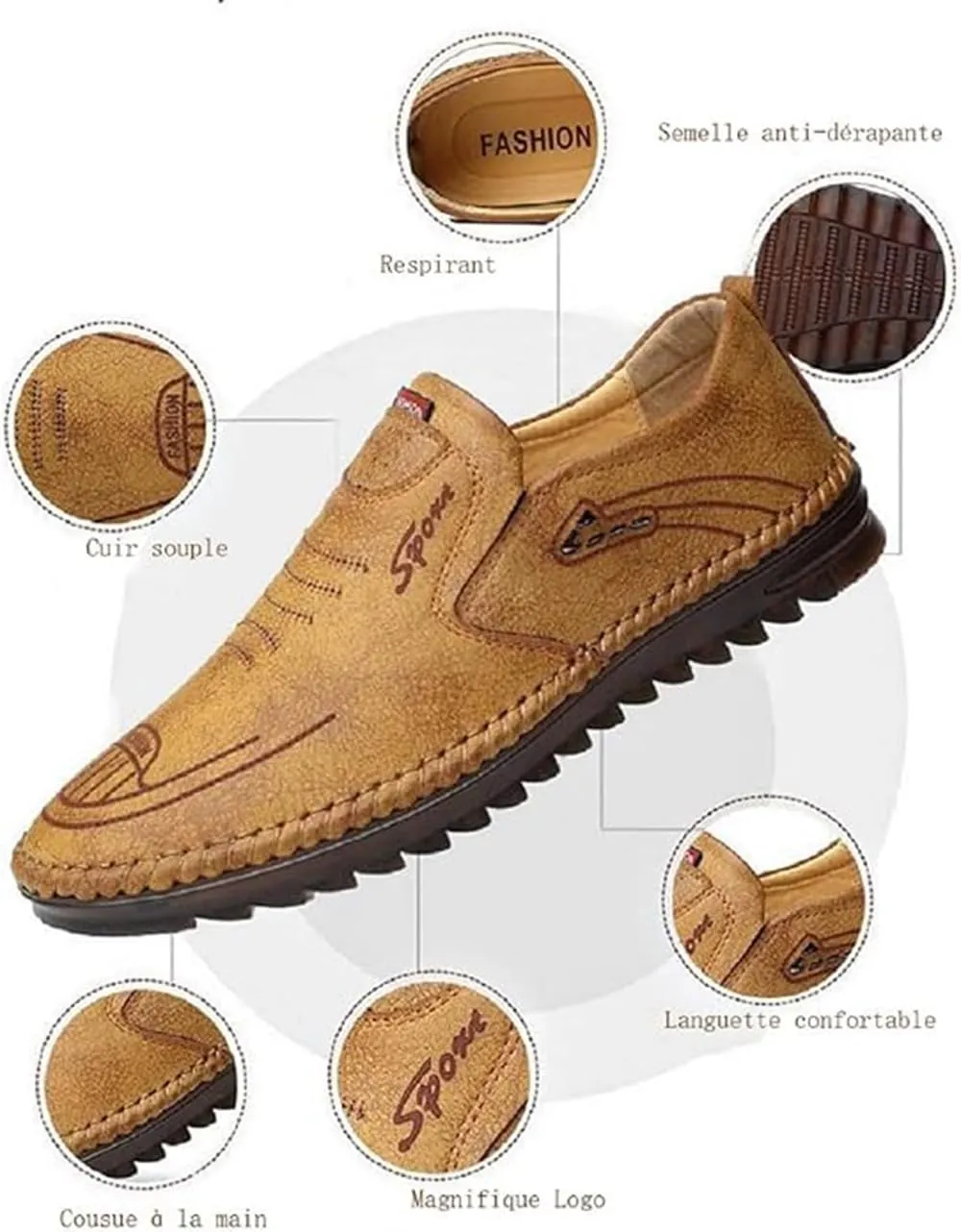 TangDao Mens Loafers, Leather Slip On Moccasins Penny Loafers, Breathable Driving Walking Lightweight Casual Shoes