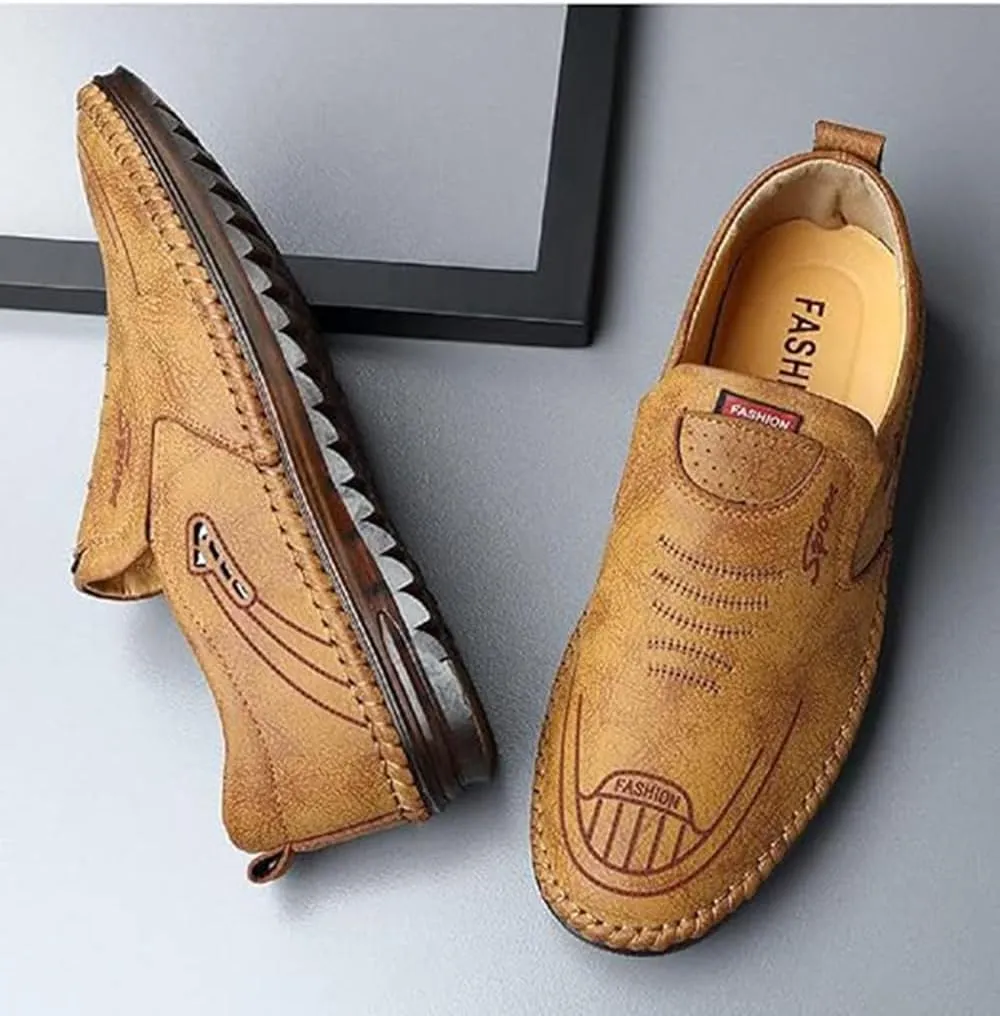 TangDao Mens Loafers, Leather Slip On Moccasins Penny Loafers, Breathable Driving Walking Lightweight Casual Shoes