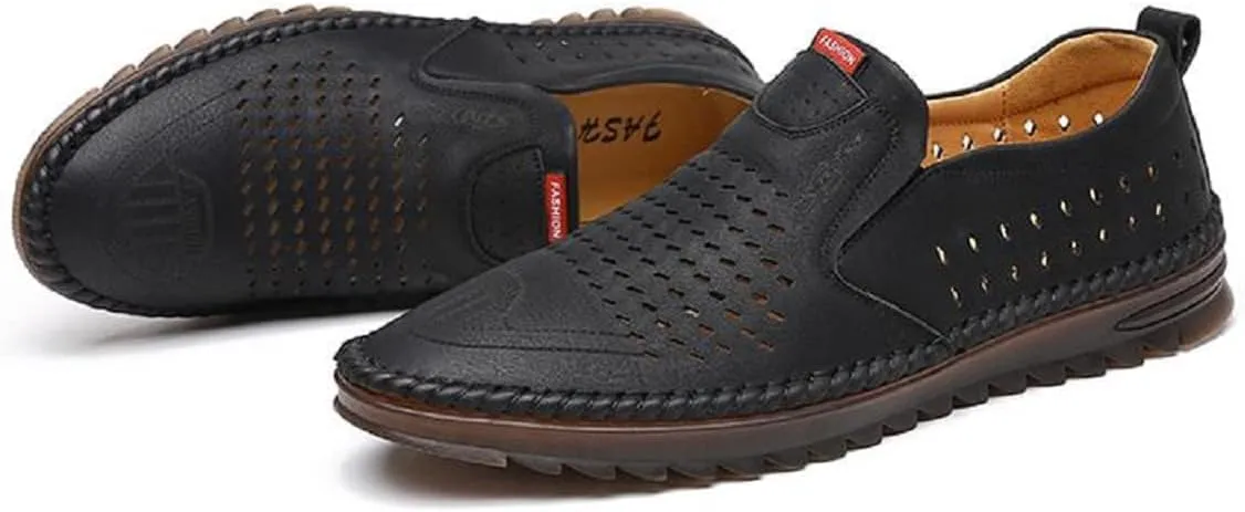 TangDao Mens Loafers, Leather Slip On Moccasins Penny Loafers, Breathable Driving Walking Lightweight Casual Shoes