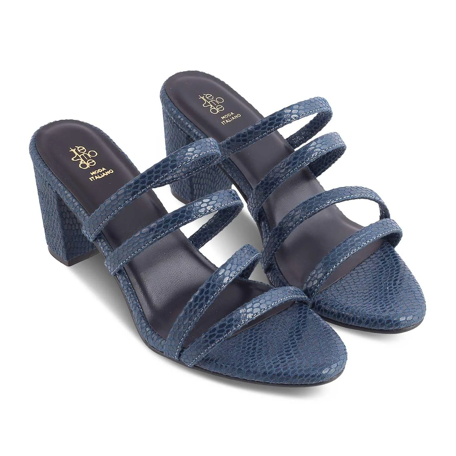 The Imulate Blue Women's Dress Block Heel Sandals Tresmode