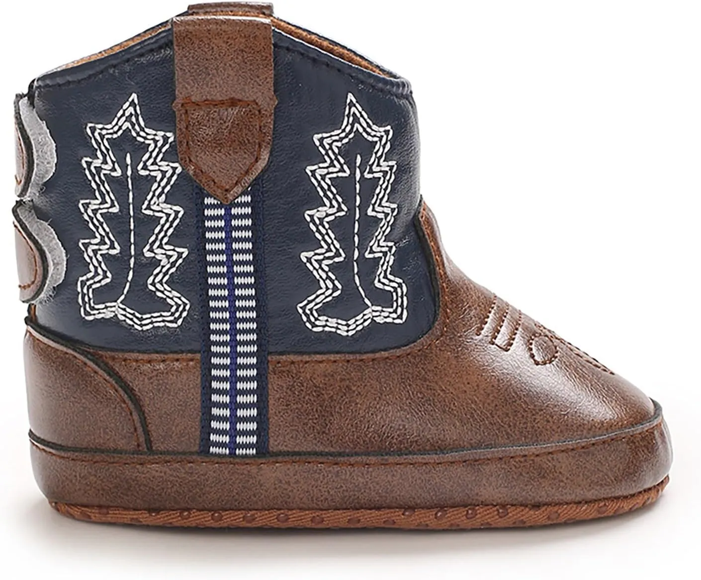 Toddler Baby Leather Soft Sole Cowboy Boots for Boys Girls Newborn Infant Prewalker Non Slip Shoes with Embroidery