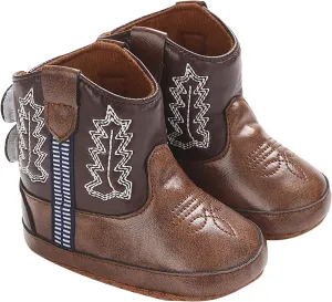 Toddler Baby Leather Soft Sole Cowboy Boots for Boys Girls Newborn Infant Prewalker Non Slip Shoes with Embroidery
