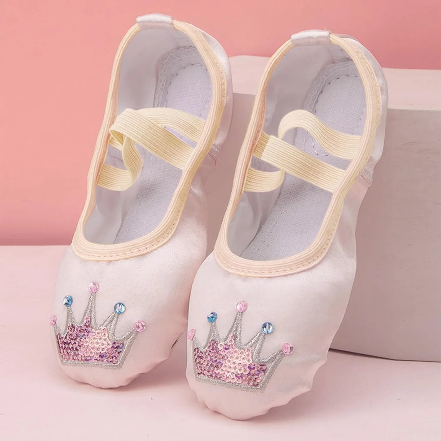 Toddler Ballet Shoes for Girls Star Satin Ballet Slippers for Kids Toddler Dance Shoes Soft Leather Ballet Slippers