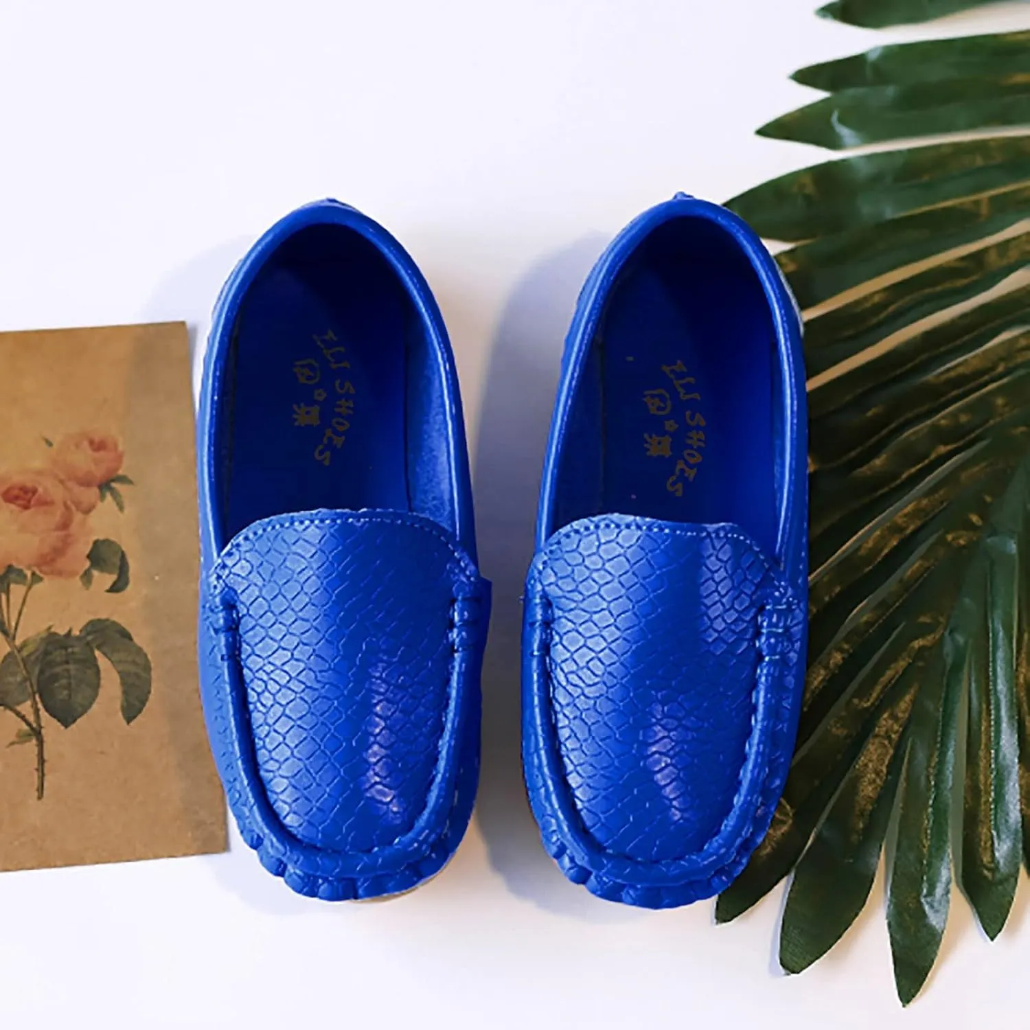 Toddler Boys Girls Loafer Shoes Soft Synthetic Leather Slip On Moccasin Flat Boat Dress Shoes Infant Platform