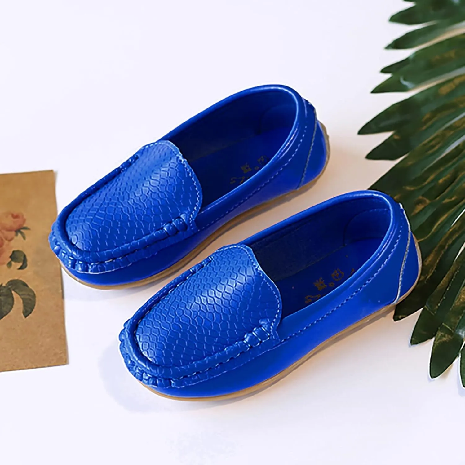 Toddler Boys Girls Loafer Shoes Soft Synthetic Leather Slip On Moccasin Flat Boat Dress Shoes Infant Platform