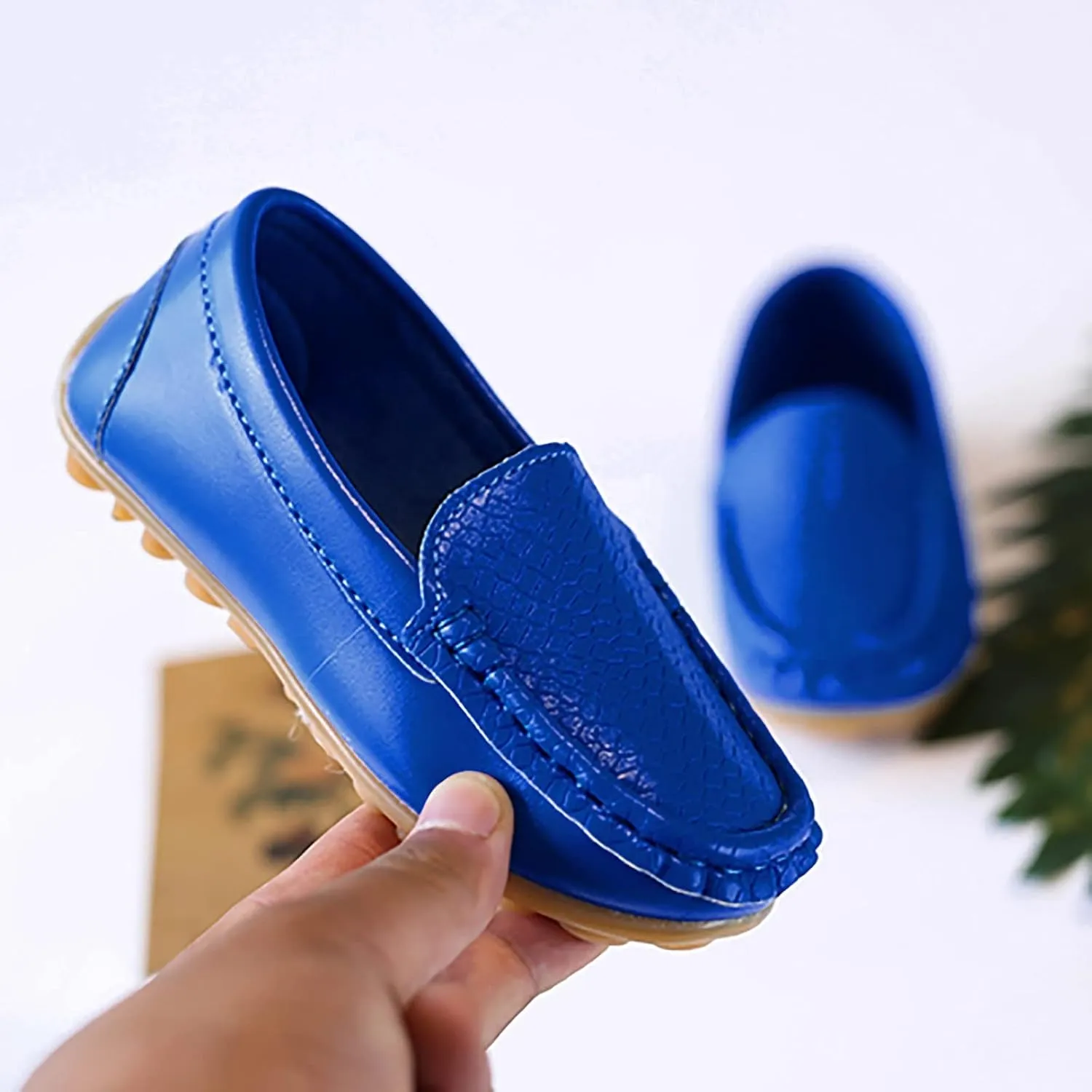 Toddler Boys Girls Loafer Shoes Soft Synthetic Leather Slip On Moccasin Flat Boat Dress Shoes Infant Platform