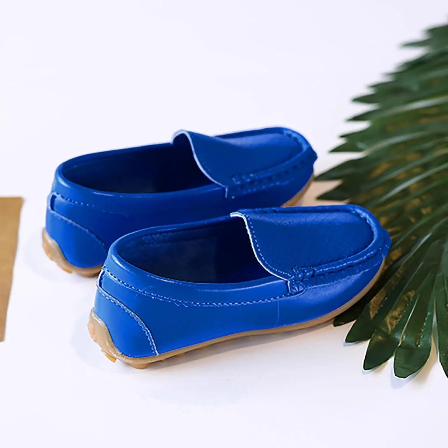 Toddler Boys Girls Loafer Shoes Soft Synthetic Leather Slip On Moccasin Flat Boat Dress Shoes Infant Platform
