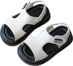 Toddler Boys Leather Sandals Solid Color Open Toe Anti Slip Beach Slides 1 to 6 Years Casual Play Toddler Boy Shoes