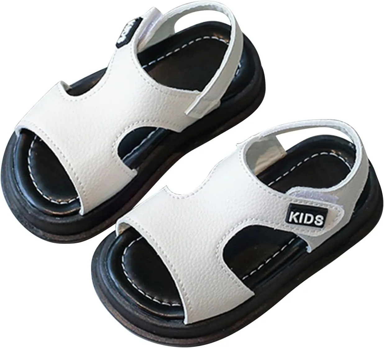 Toddler Boys Leather Sandals Solid Color Open Toe Anti Slip Beach Slides 1 to 6 Years Casual Play Toddler Boy Shoes