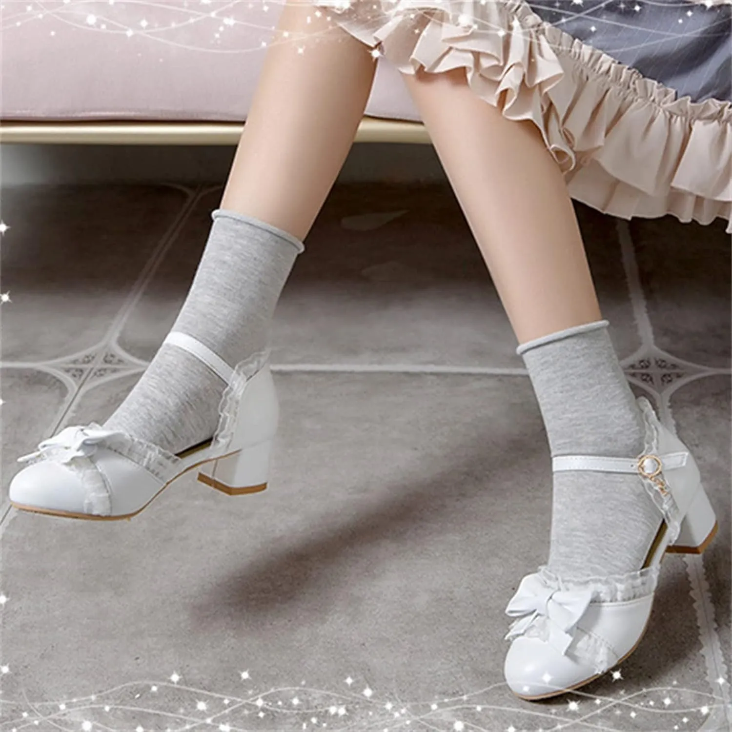 Toddler Girls Bow Tie Dress Shoes Heels Flower Girl Wedding High School Prom Shoes Ankle Strap Slip On Slippers
