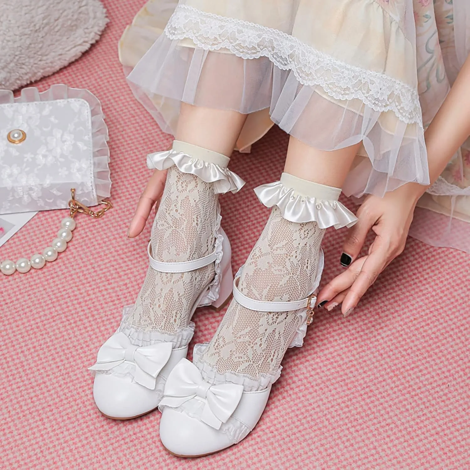 Toddler Girls Bow Tie Dress Shoes Heels Flower Girl Wedding High School Prom Shoes Ankle Strap Slip On Slippers