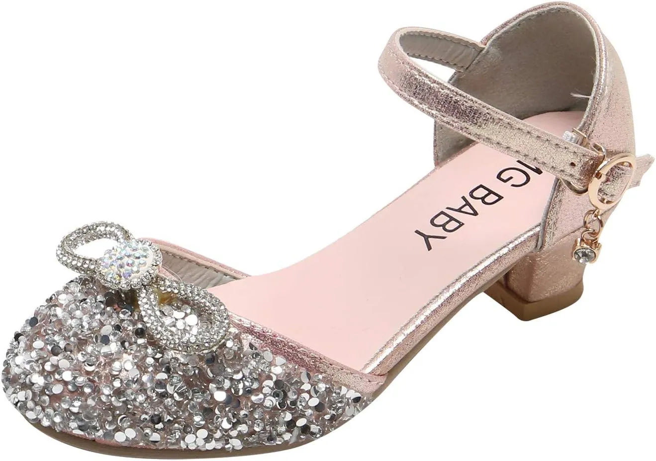 Toddler Girls Dress Shoes Flower Pearls Shoes Mary Jane Shoes Bowknot Ballerina Dance Shoes Crystal Princess Shoes