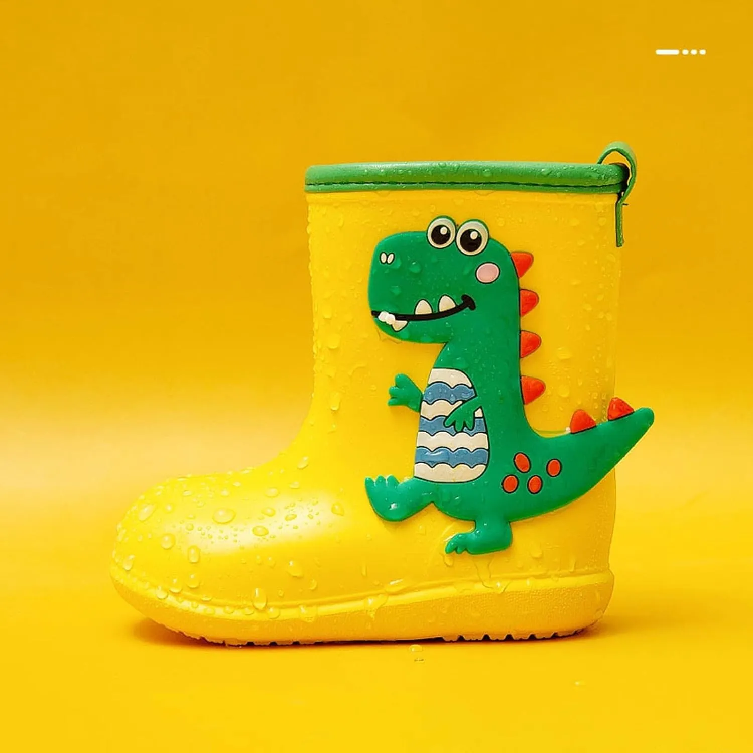 Toddler Kids Waterproof Rain Boots Rubber Sole Cute 3D Dinosaur Pull On Rainboots Boys Girls Soft Water Shoes