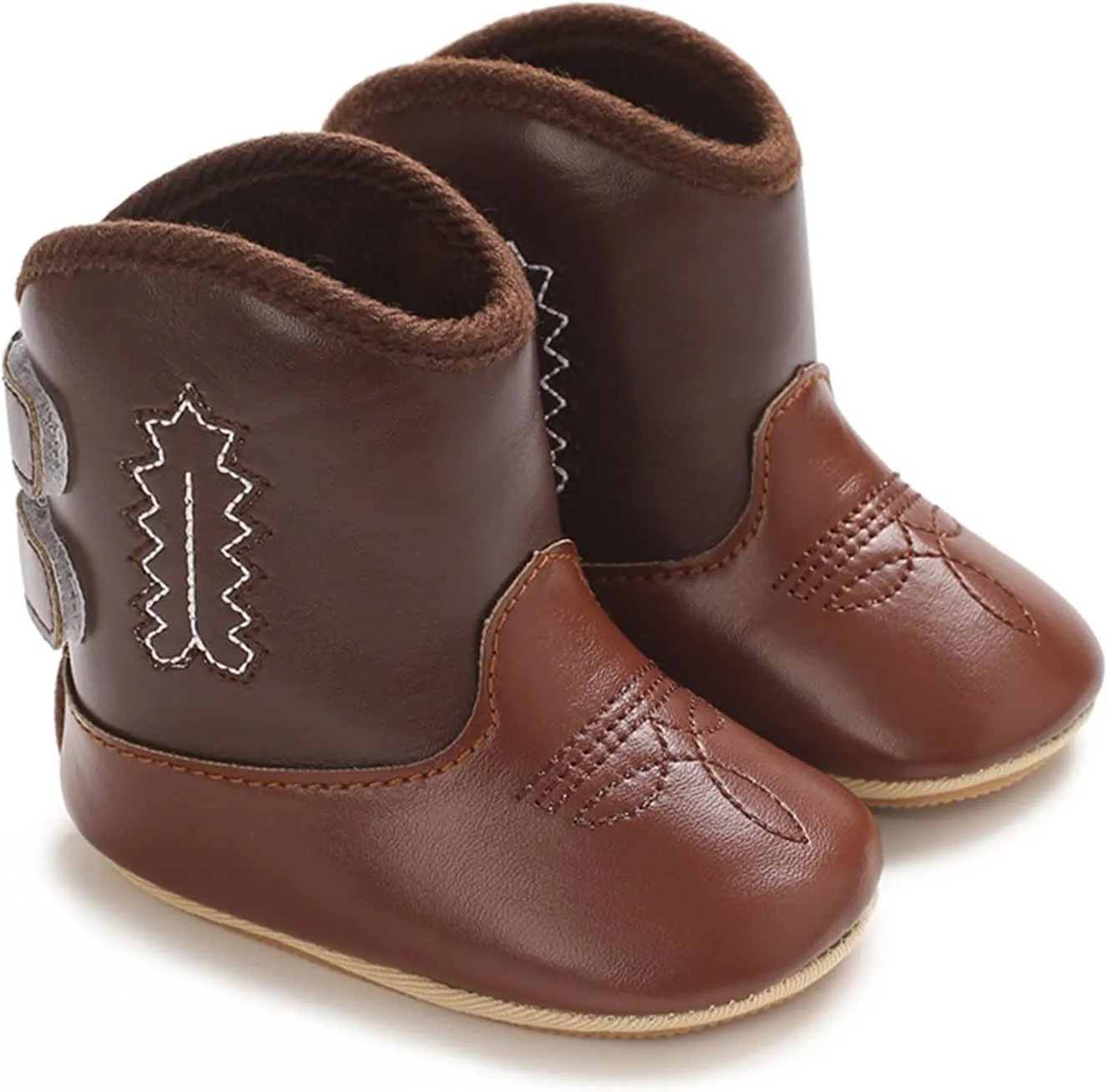 Toddler Leather Soft Sole Cowboy Boots for Baby Boys Girls Newborn Infant Prewalker Non Slip Shoes with Embroidery