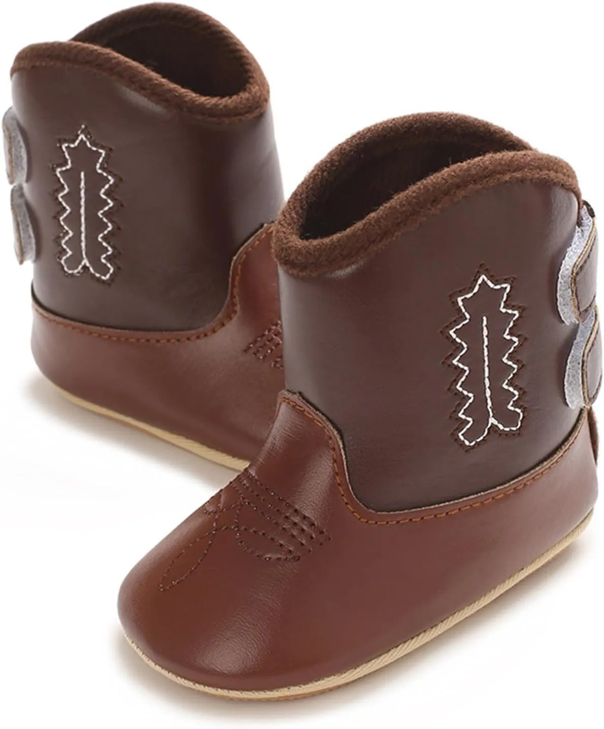 Toddler Leather Soft Sole Cowboy Boots for Baby Boys Girls Newborn Infant Prewalker Non Slip Shoes with Embroidery