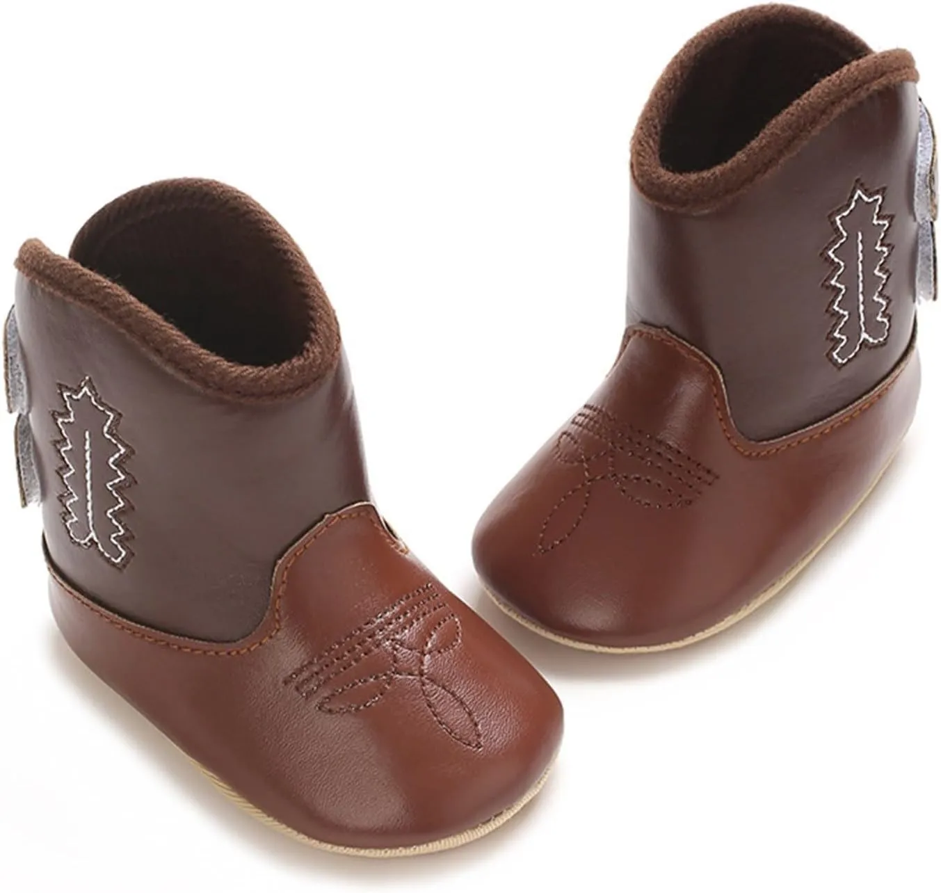 Toddler Leather Soft Sole Cowboy Boots for Baby Boys Girls Newborn Infant Prewalker Non Slip Shoes with Embroidery
