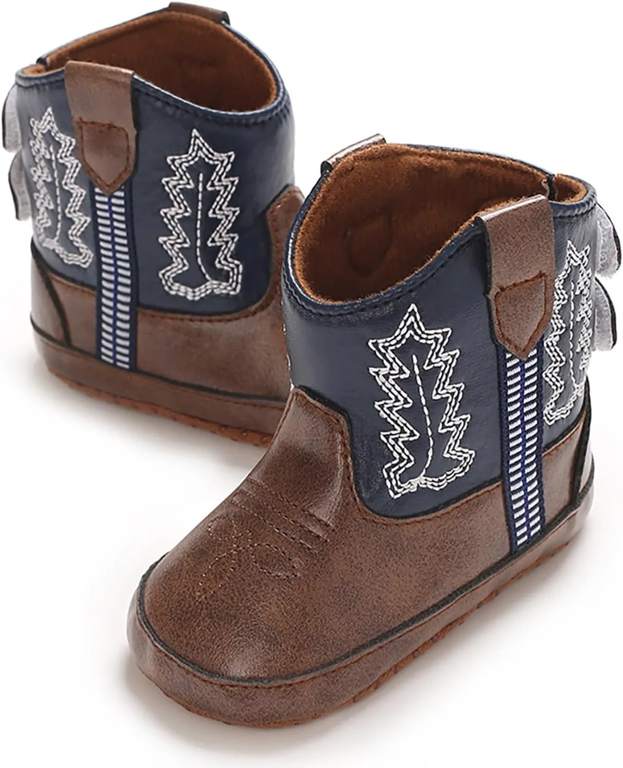 Toddler Leather Soft Sole Cowboy Boots for Baby Boys Girls Newborn Infant Prewalker Non Slip Shoes with Embroidery