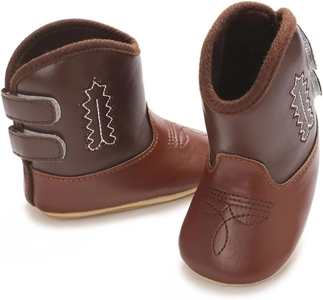 Toddler Leather Soft Sole Cowboy Boots for Baby Boys Girls Newborn Infant Prewalker Non Slip Shoes with Embroidery