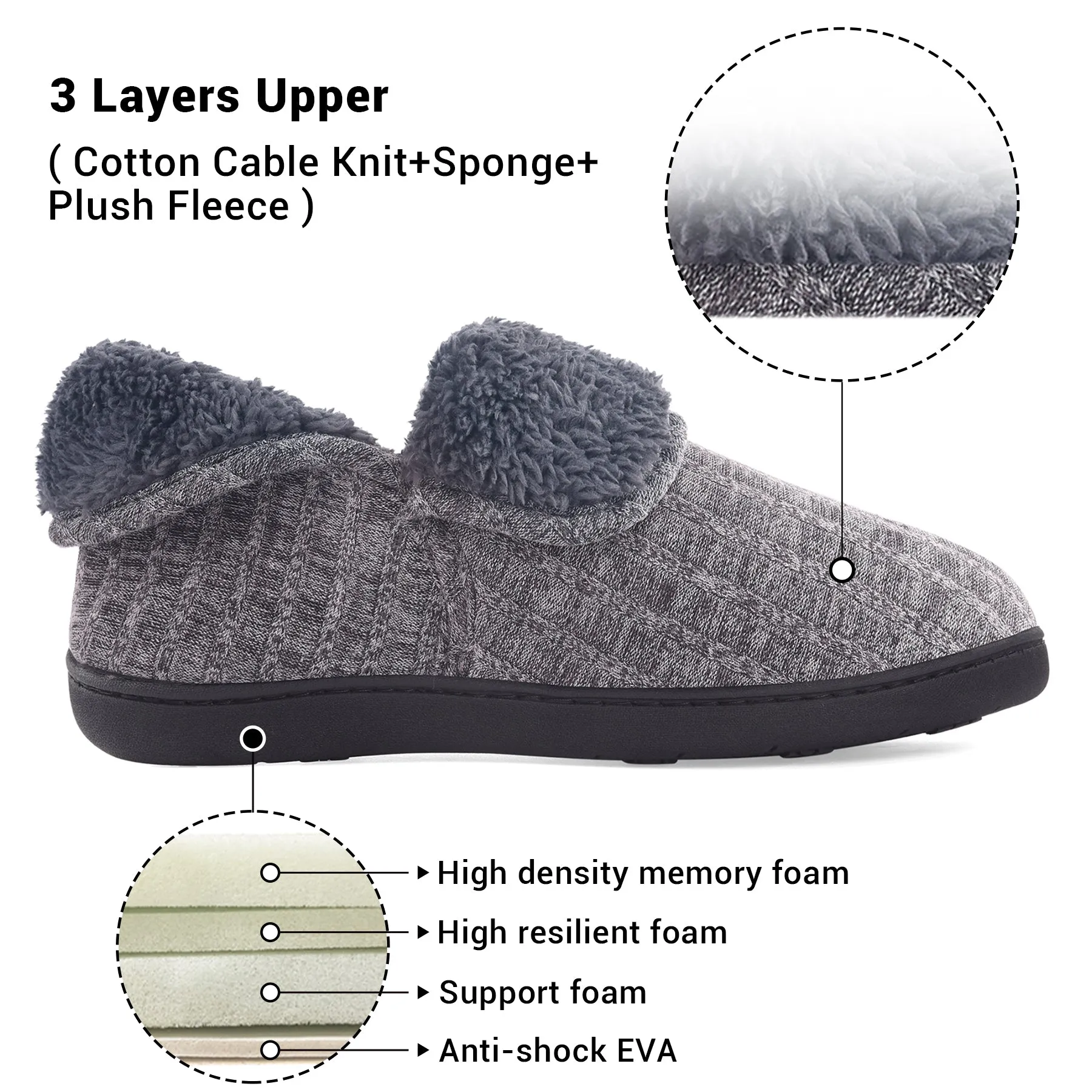 VONMAY Men's Fuzzy Slippers Boots Memory Foam Booties Comfy House Shoes Indoor Outdoor