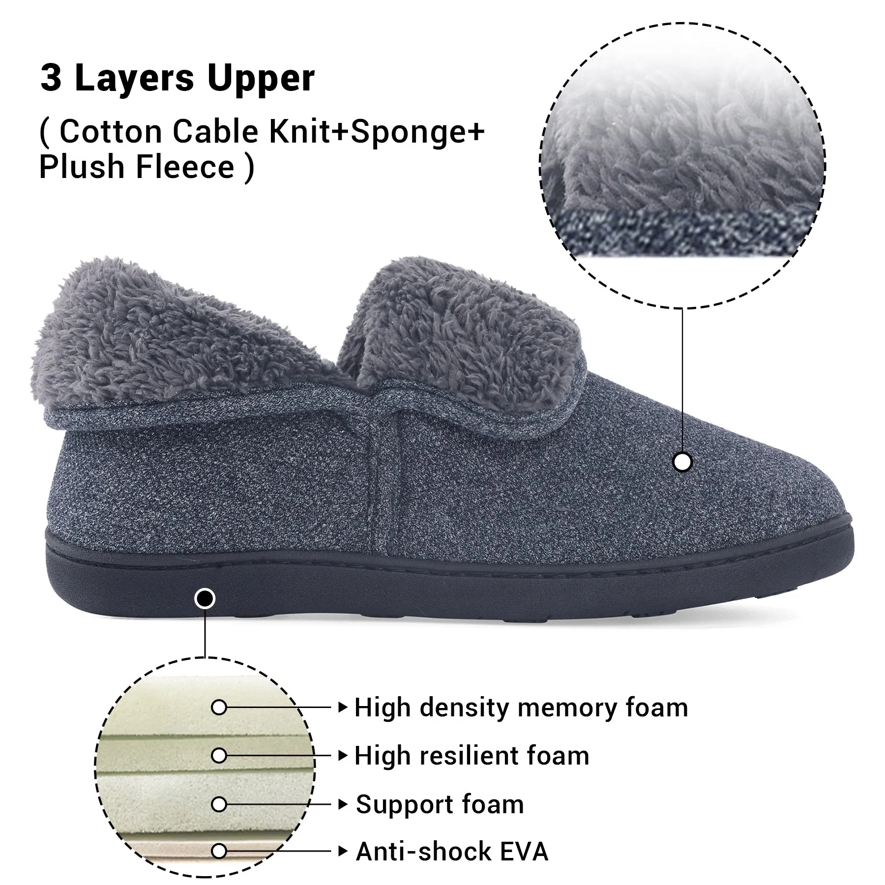 VONMAY Men's Fuzzy Slippers Boots Memory Foam Booties Comfy House Shoes Indoor Outdoor