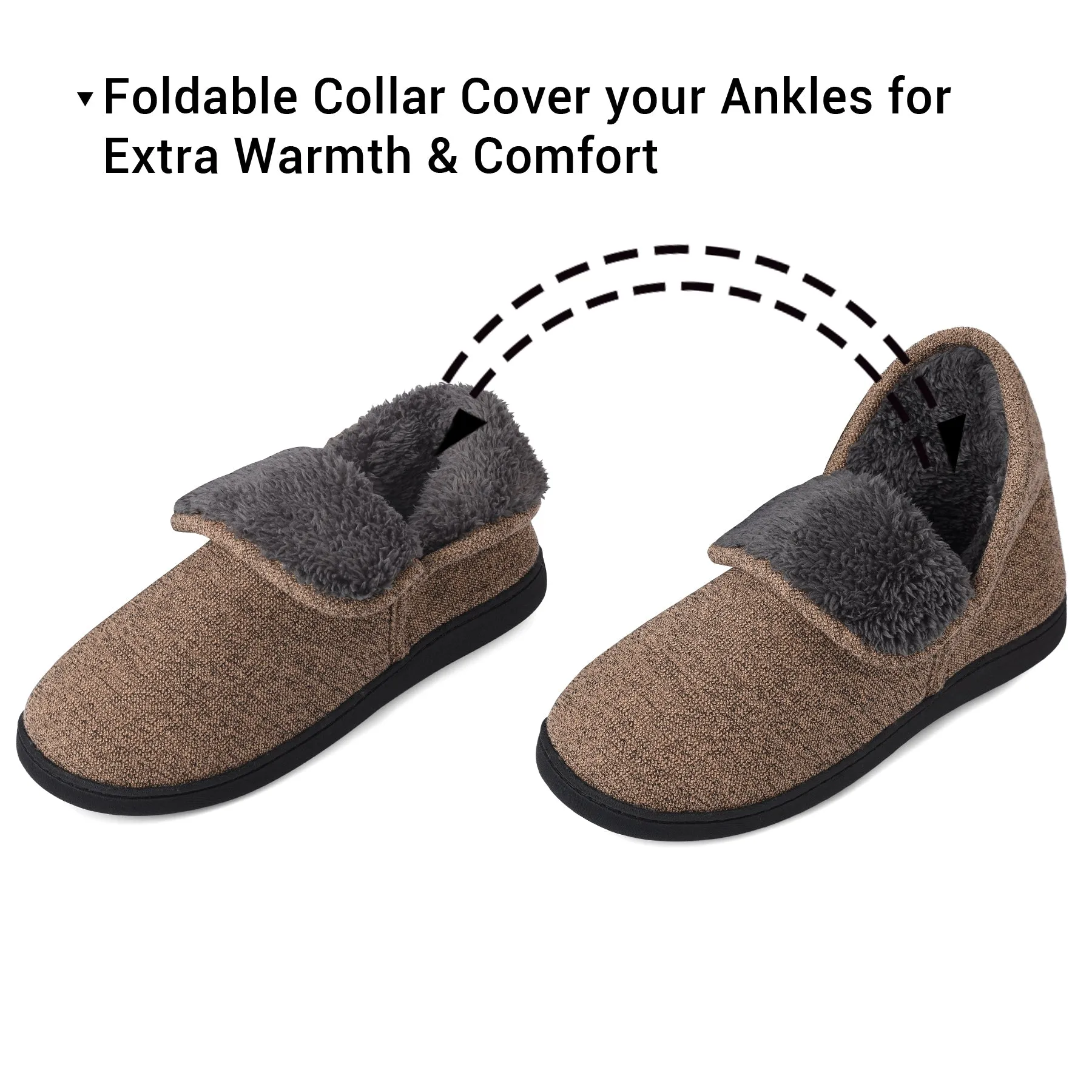 VONMAY Men's Fuzzy Slippers Boots Memory Foam Booties Comfy House Shoes Indoor Outdoor