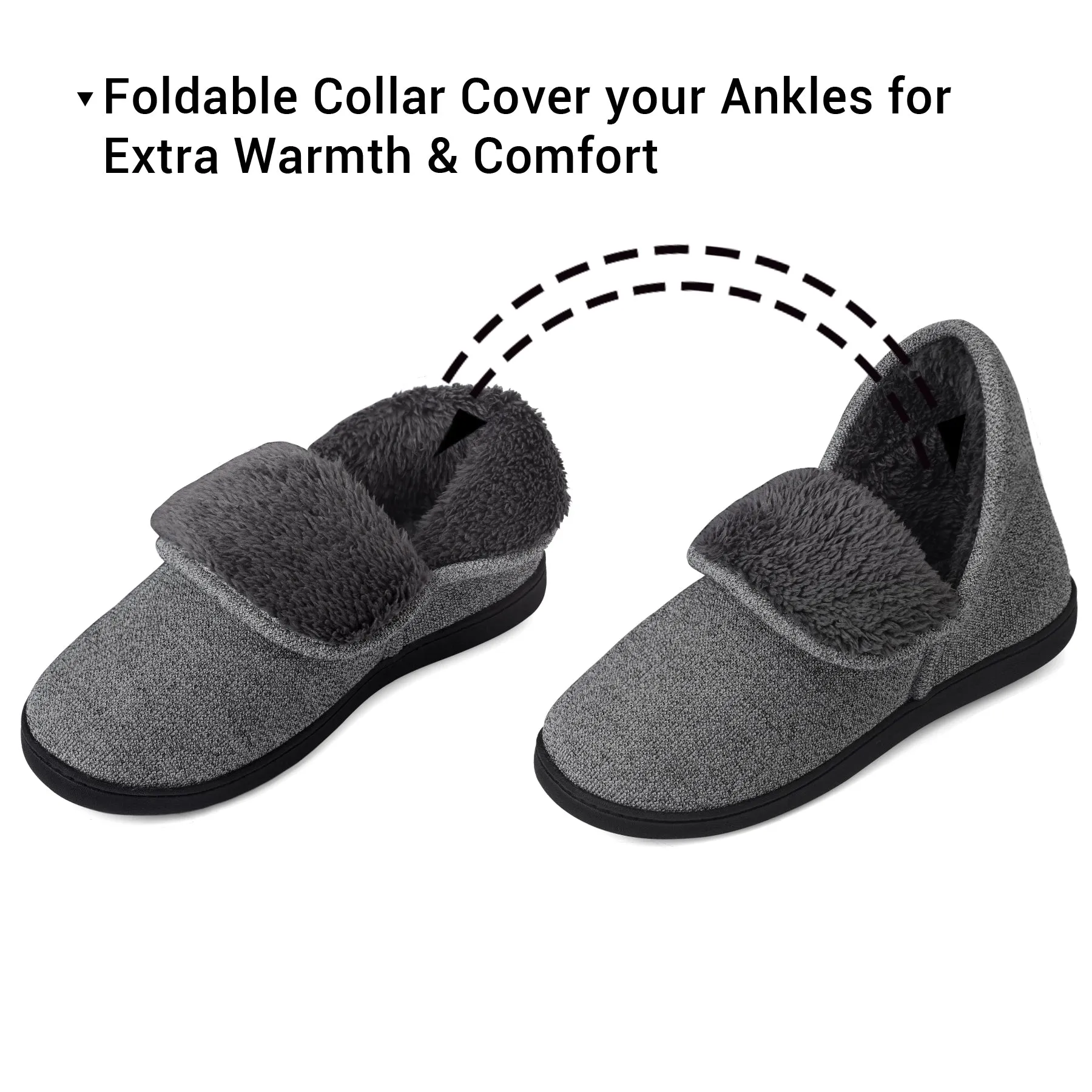 VONMAY Men's Fuzzy Slippers Boots Memory Foam Booties Comfy House Shoes Indoor Outdoor