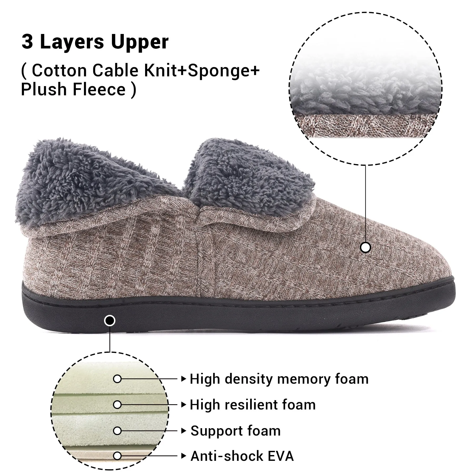 VONMAY Men's Fuzzy Slippers Boots Memory Foam Booties Comfy House Shoes Indoor Outdoor