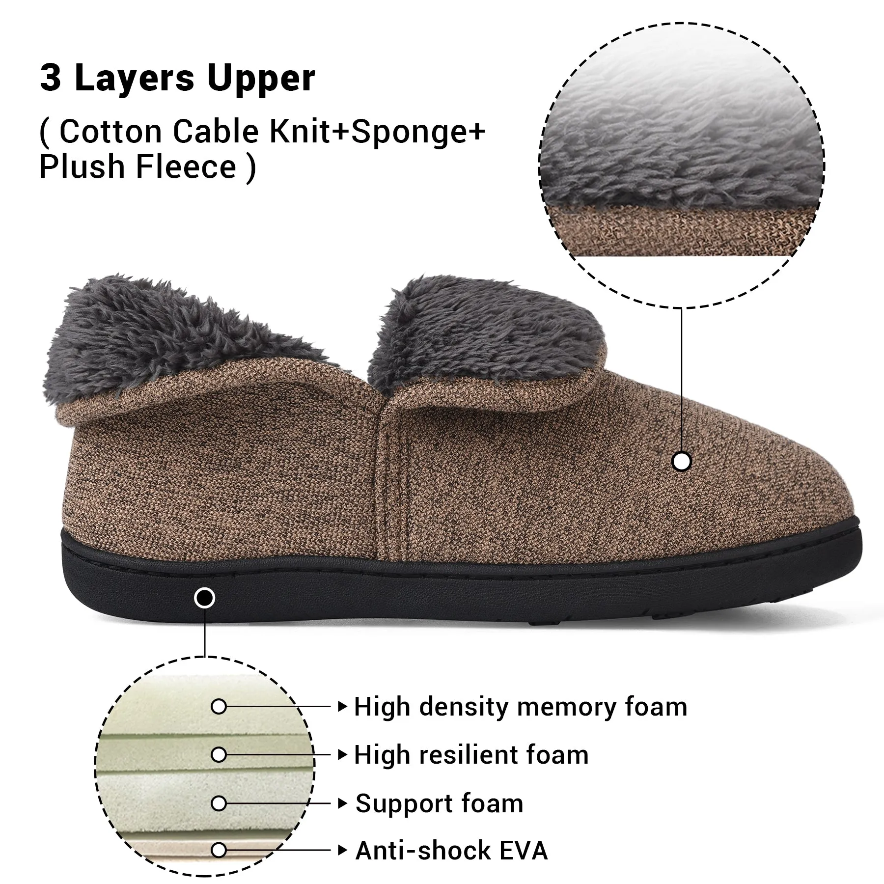 VONMAY Men's Fuzzy Slippers Boots Memory Foam Booties Comfy House Shoes Indoor Outdoor