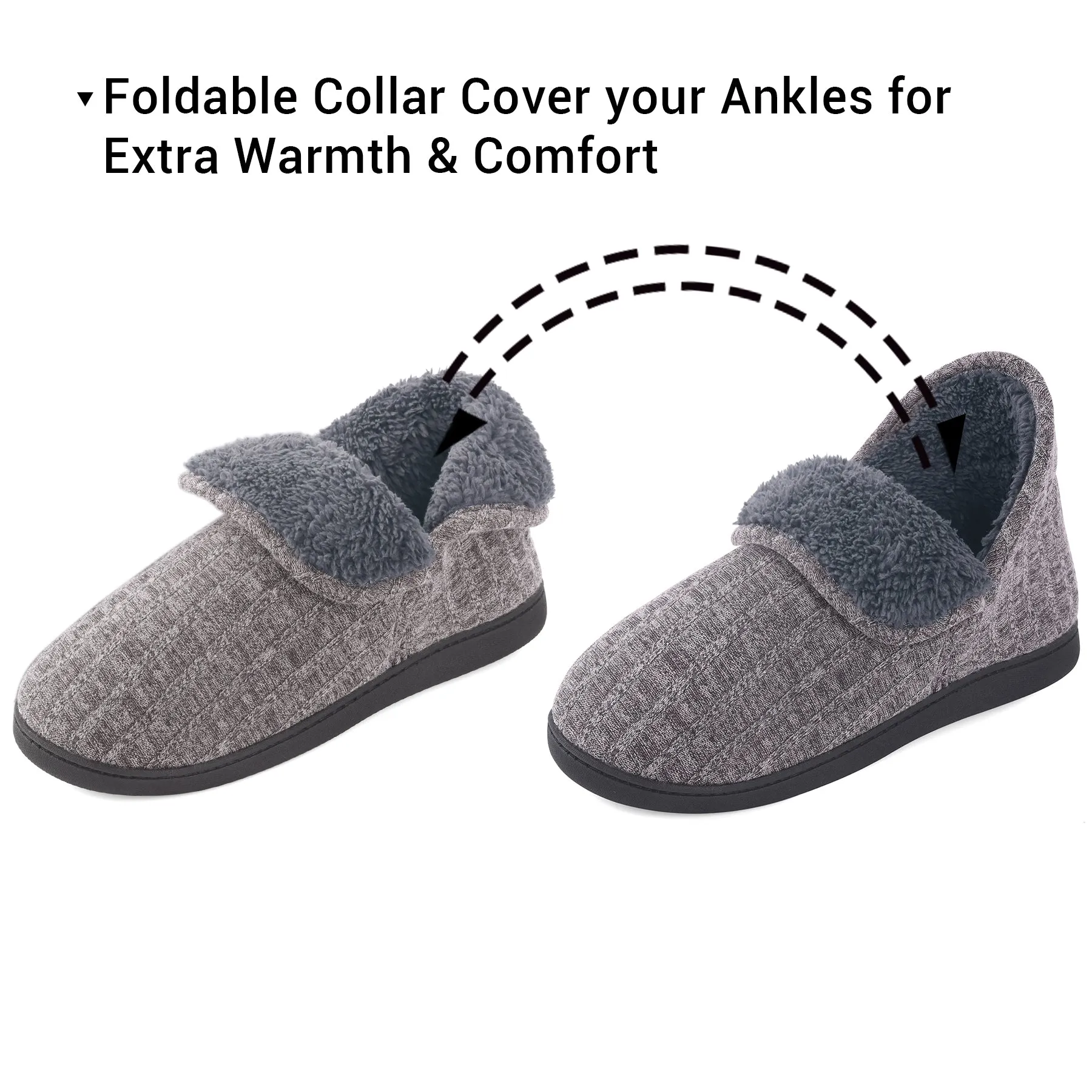 VONMAY Men's Fuzzy Slippers Boots Memory Foam Booties Comfy House Shoes Indoor Outdoor