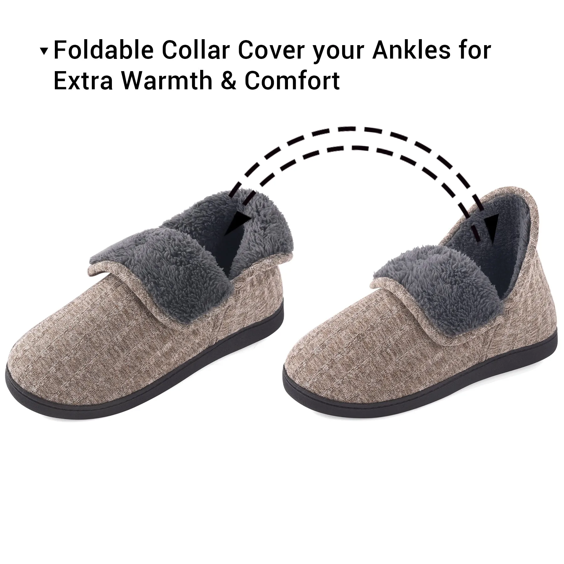 VONMAY Men's Fuzzy Slippers Boots Memory Foam Booties Comfy House Shoes Indoor Outdoor
