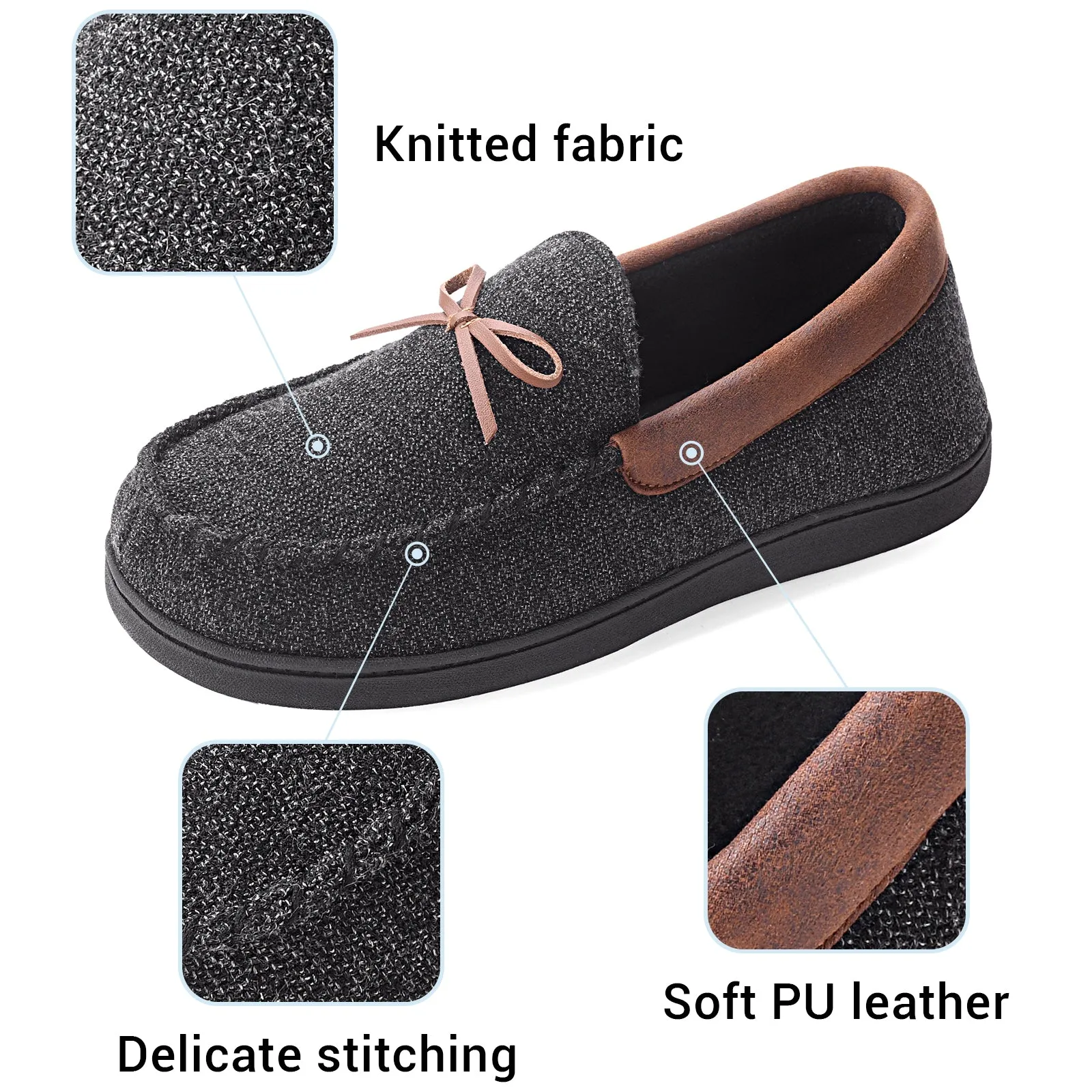 VONMAY Men's Moccasins Slippers Loafer House Shoes with Cozy Memory Foam for Indoor Outdoor Closed Back