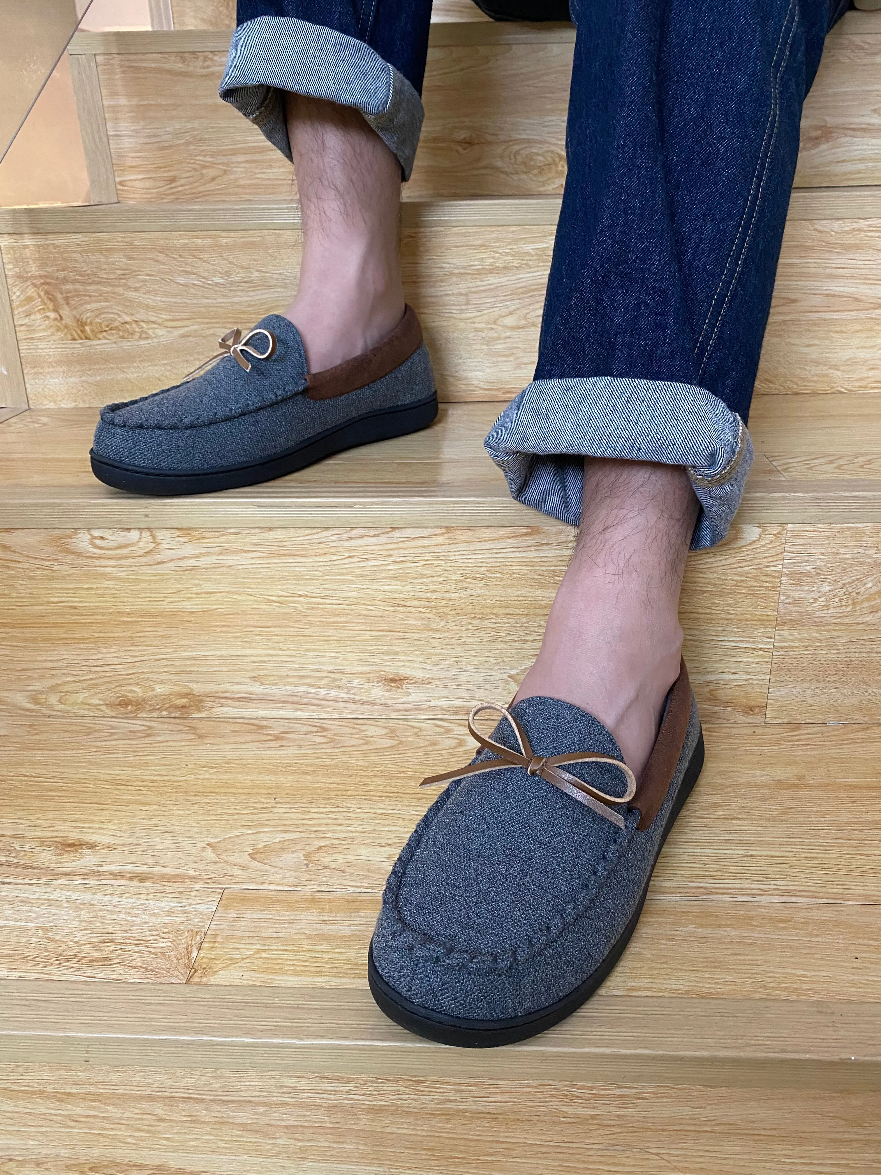 VONMAY Men's Moccasins Slippers Loafer House Shoes with Cozy Memory Foam for Indoor Outdoor Closed Back