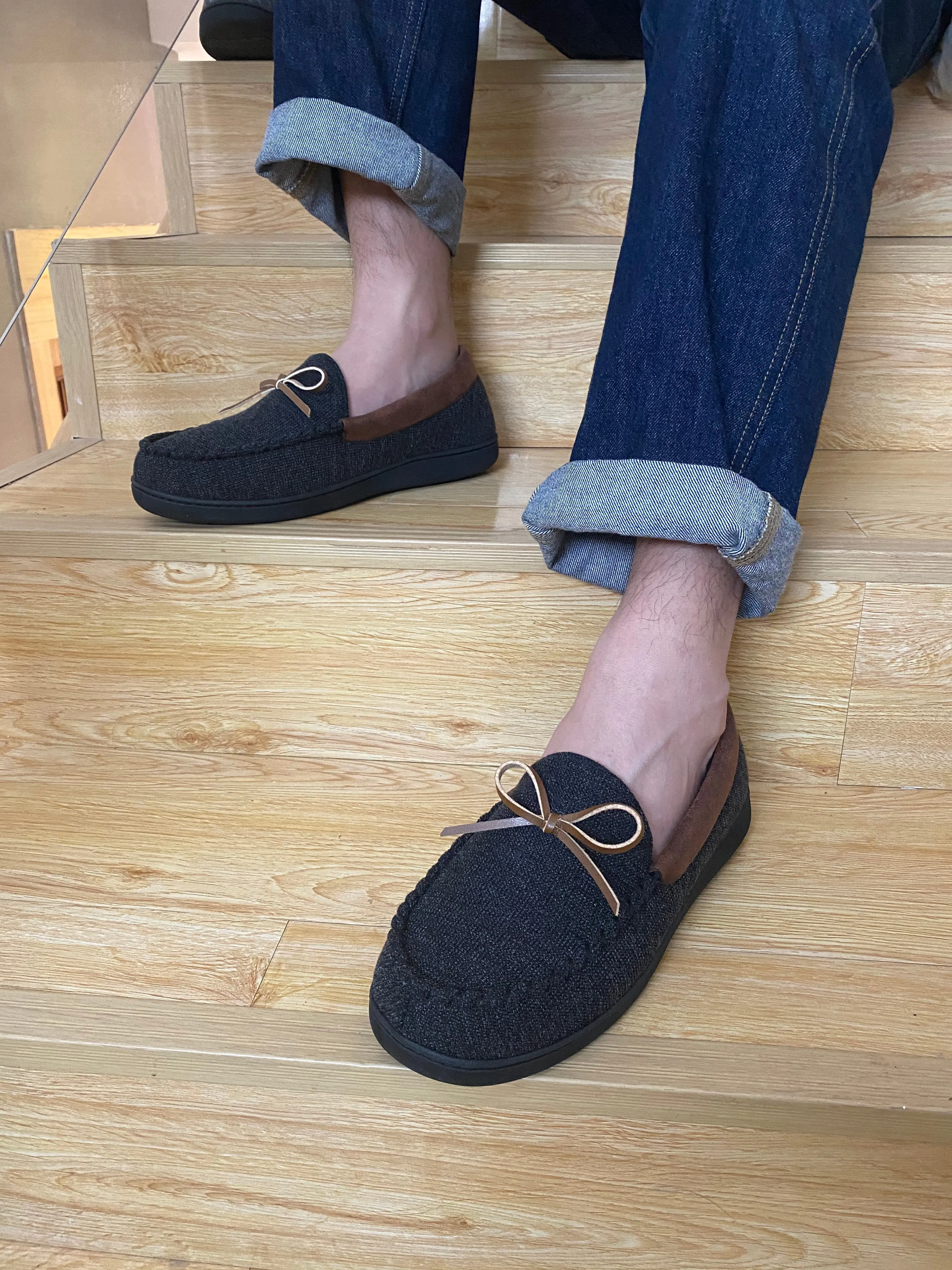 VONMAY Men's Moccasins Slippers Loafer House Shoes with Cozy Memory Foam for Indoor Outdoor Closed Back