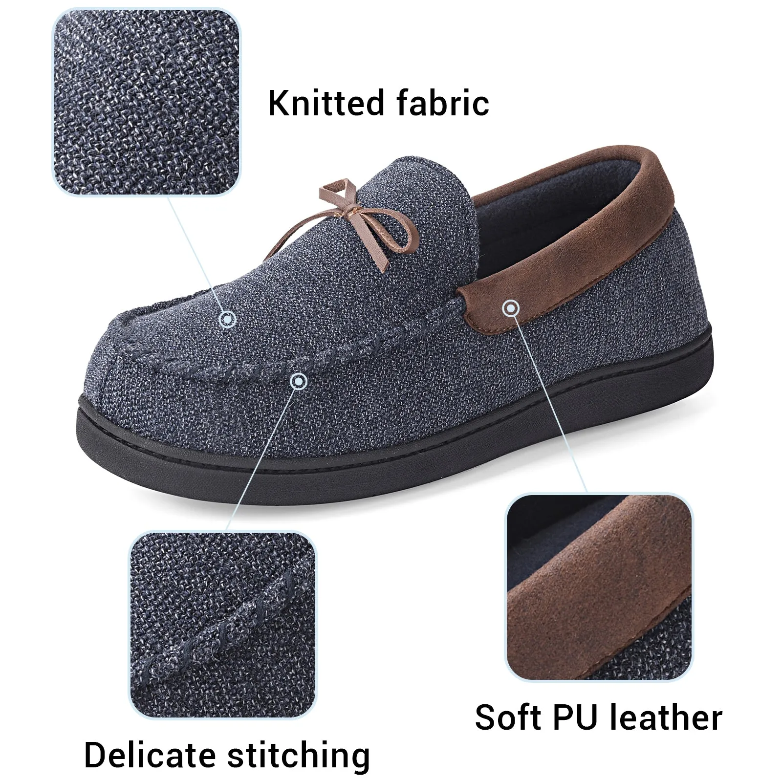 VONMAY Men's Moccasins Slippers Loafer House Shoes with Cozy Memory Foam for Indoor Outdoor Closed Back