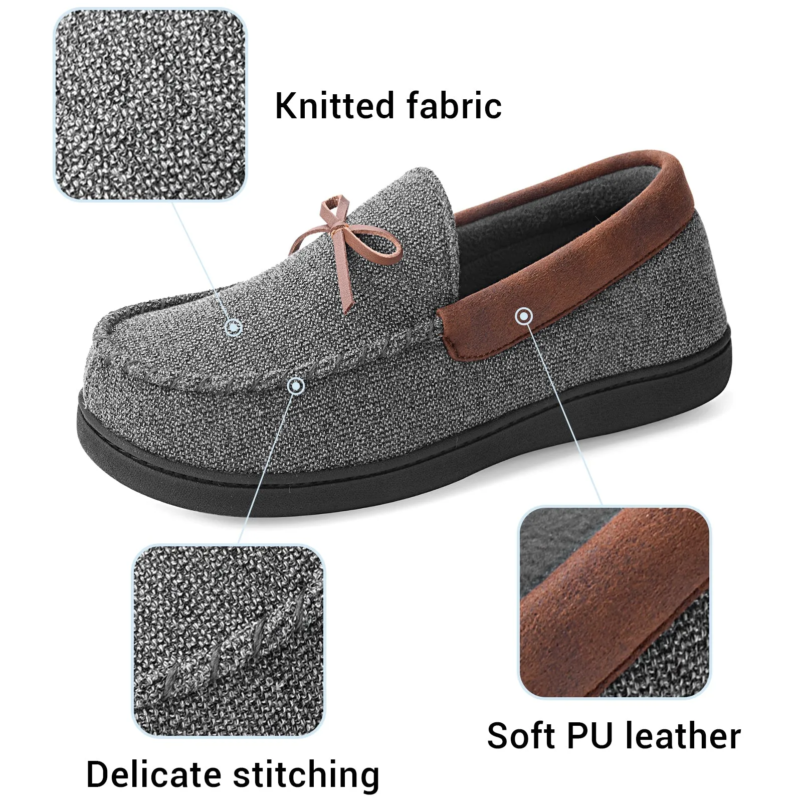 VONMAY Men's Moccasins Slippers Loafer House Shoes with Cozy Memory Foam for Indoor Outdoor Closed Back