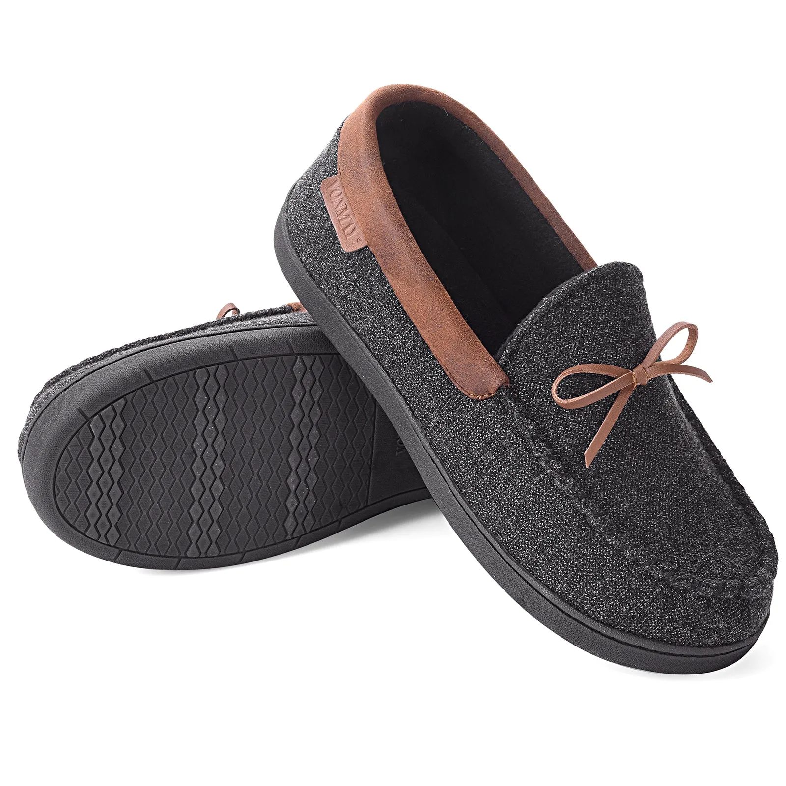 VONMAY Men's Moccasins Slippers Loafer House Shoes with Cozy Memory Foam for Indoor Outdoor Closed Back