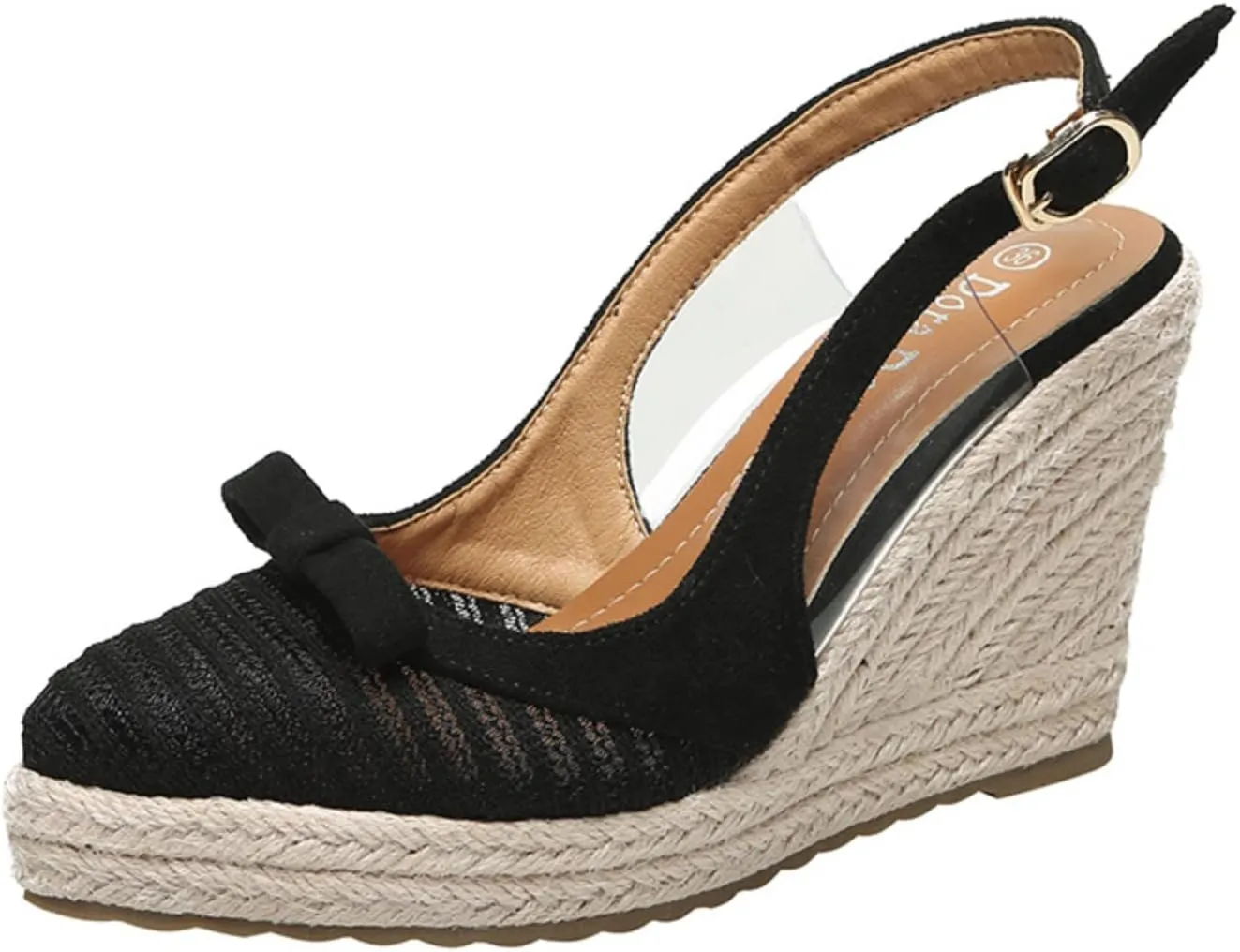 Wedge Heel French Fisherman Shoes 2022 Summer New Thick Sole Straw Woven Espadrilles Close Toe Sandals High Heel
