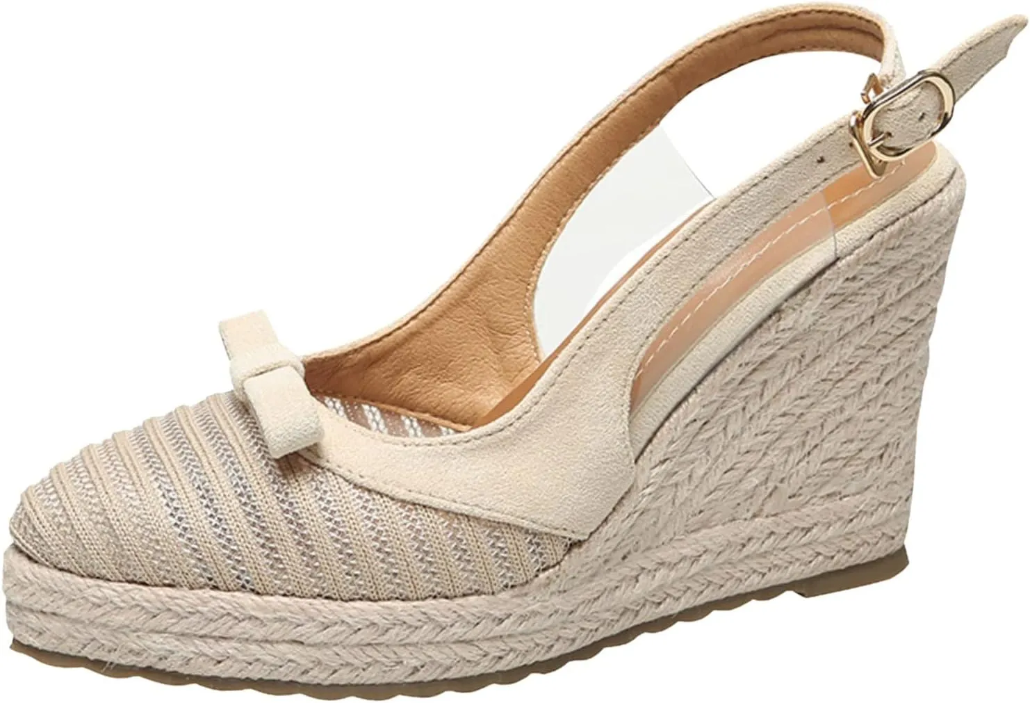 Wedge Heel French Fisherman Shoes 2022 Summer New Thick Sole Straw Woven Espadrilles Close Toe Sandals High Heel