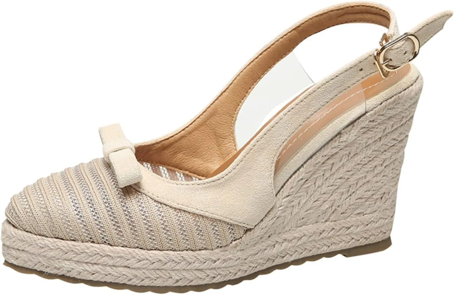 Wedge Heel French Fisherman Shoes 2022 Summer New Thick Sole Straw Woven Espadrilles Close Toe Sandals High Heel