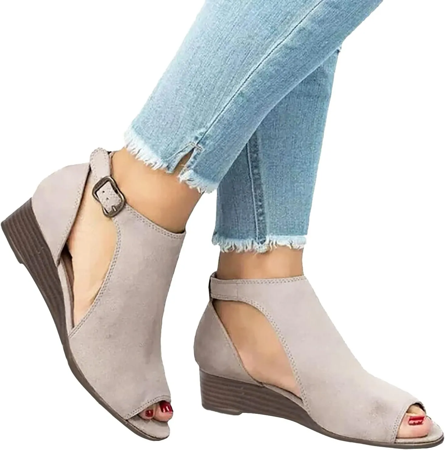 Wedge Sandals for Women Dressy Summer,Women Open Toe Sandal Hollow Out Gladiator Sandals High Top Ankle Zipper Low Heels Sandals Dressy Wedding Party Shoes Platform Sandals