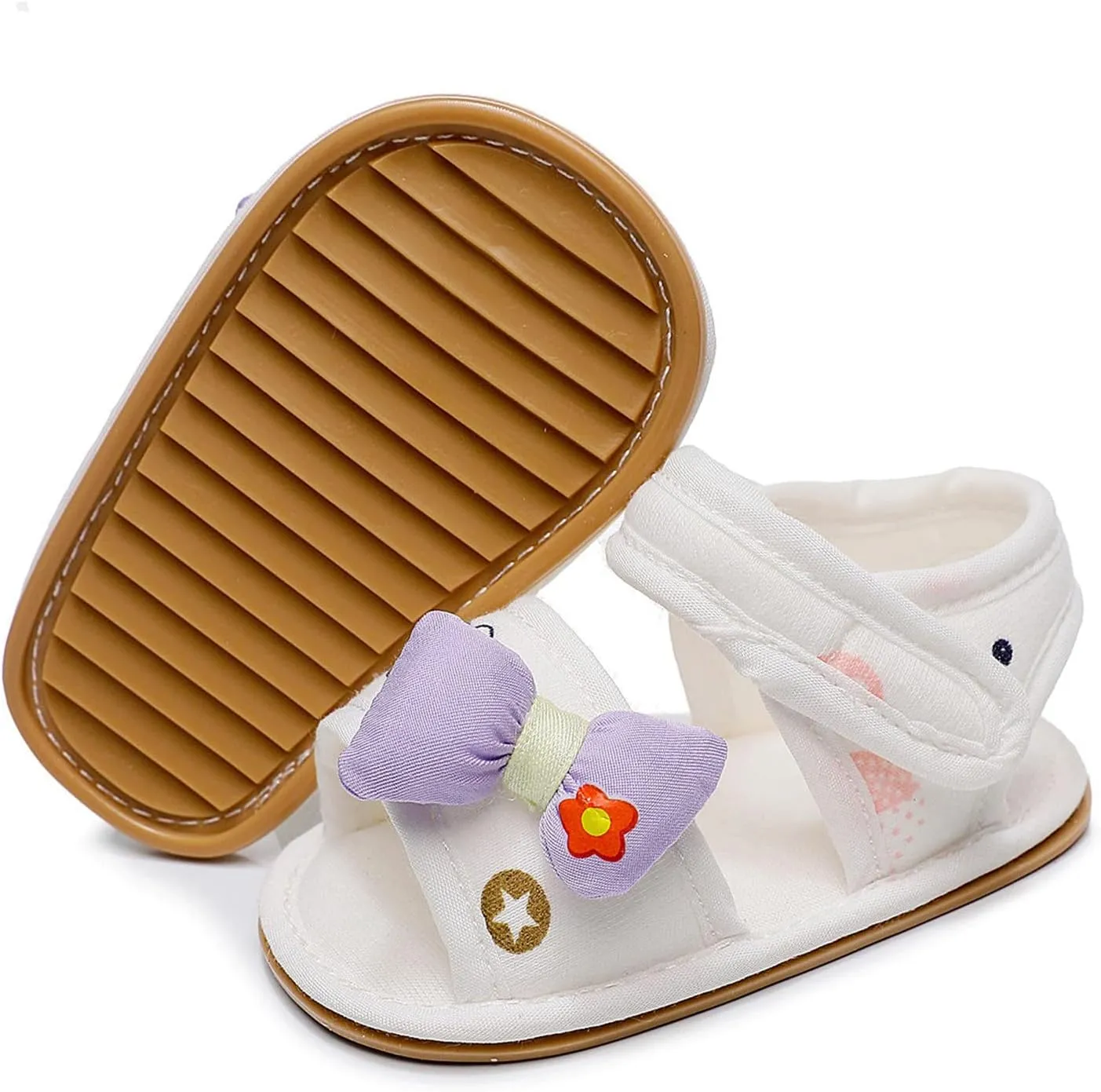 White Sandals For Toddler Girls Bowknot Soft Rubber First Walkers Flats With Ankle Strap Wedding Dress Flats Shoes