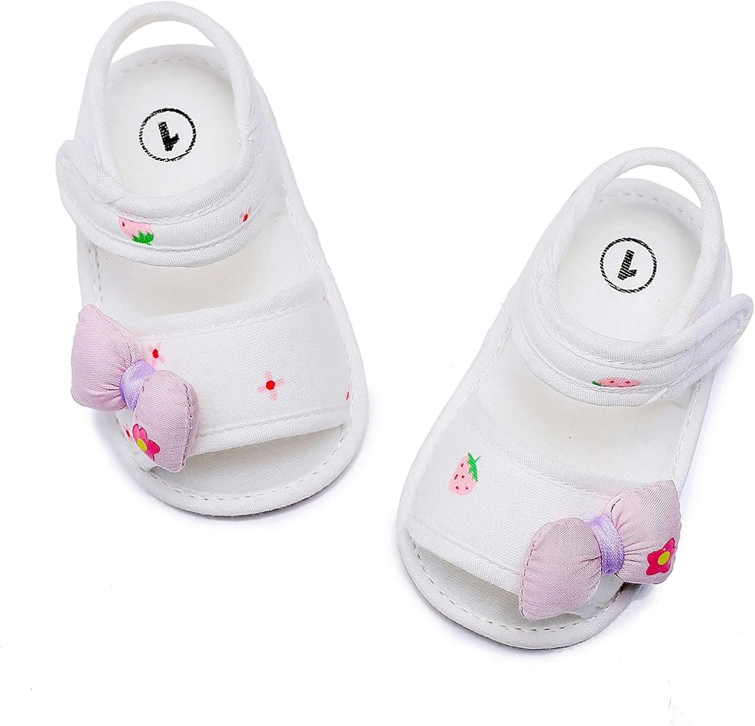 White Sandals For Toddler Girls Bowknot Soft Rubber First Walkers Flats With Ankle Strap Wedding Dress Flats Shoes